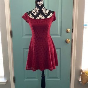 Red lace mini dress